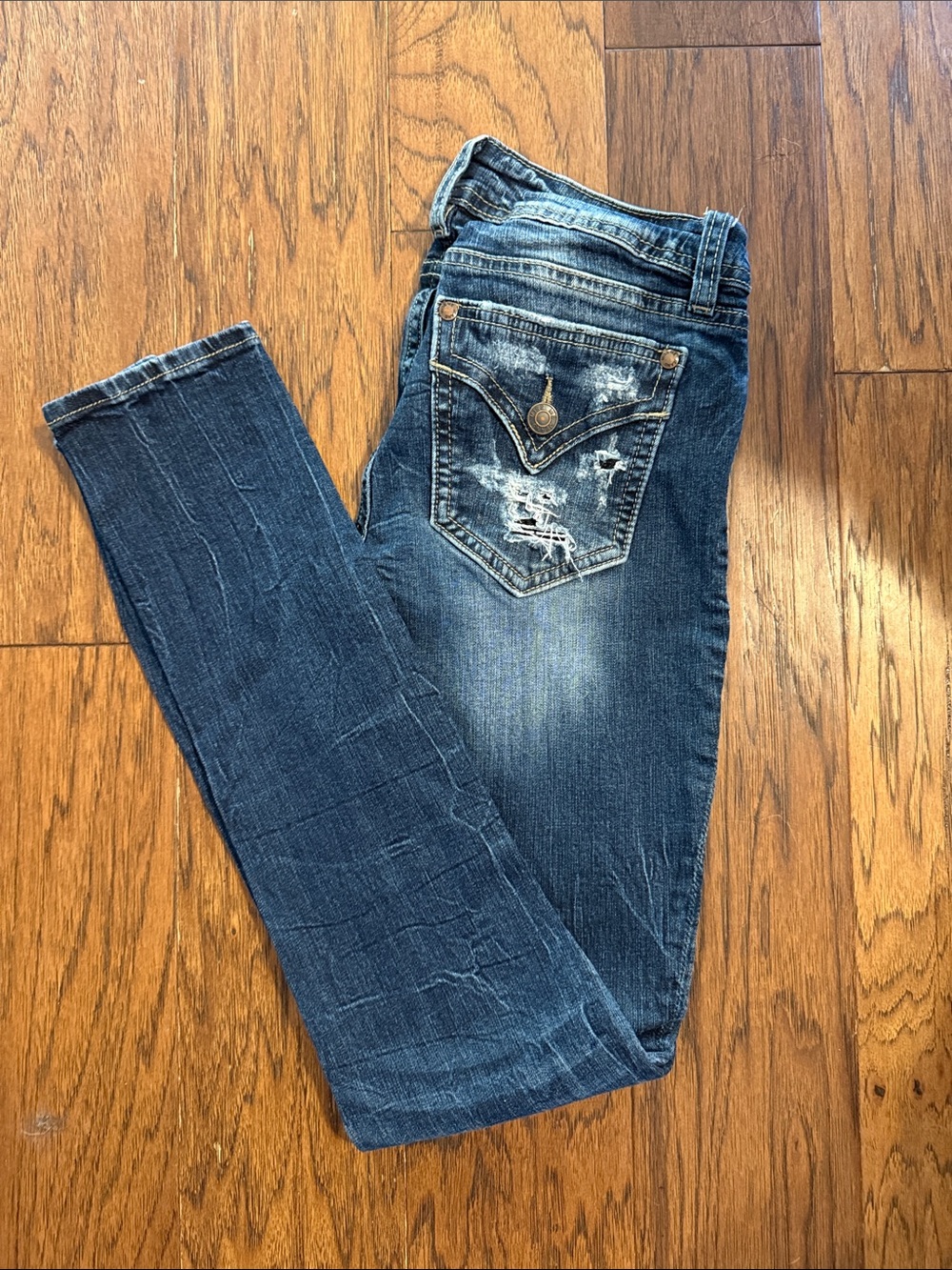 Miss Me Dark Blue Distressed Skinny Jeans